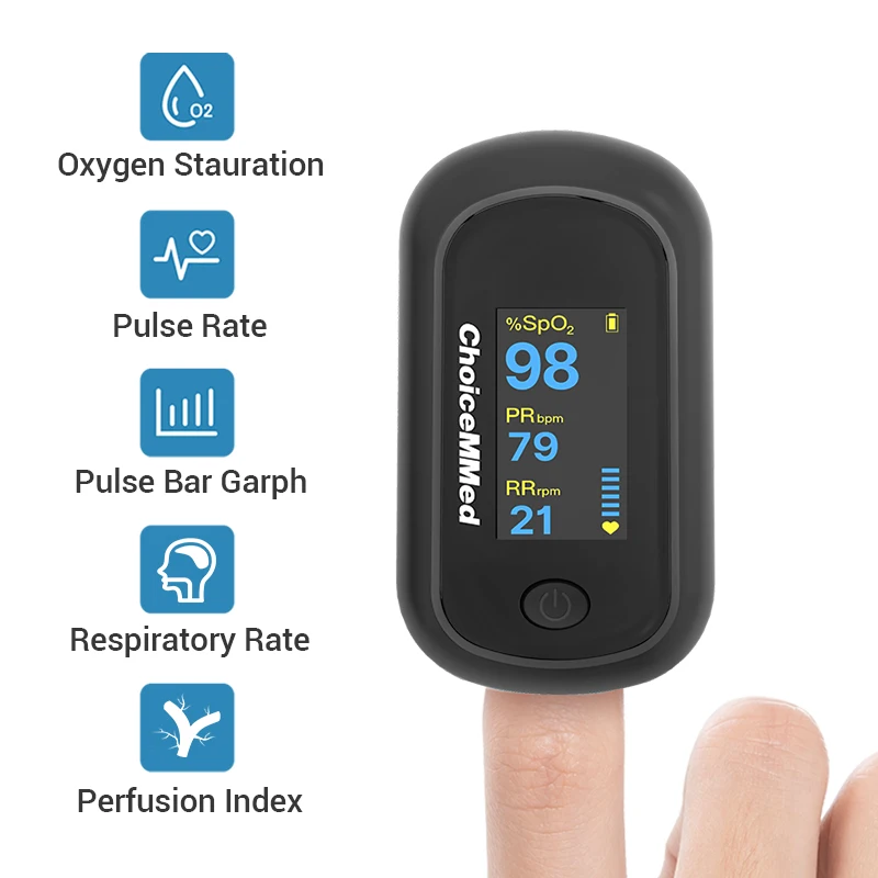 ChoiceMMed Portable Medical Finger Pulse Oximeter Blood Oxygen Saturation Meter Heart Rate SpO2 PR LCD Oximetro De Dedo Monitor