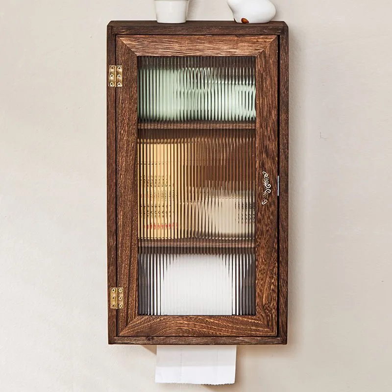 Wall-mounted tissue box, solid wood tea cabinet, dust-proof tea cup rack, small Bogu rack, pot, set, rack.