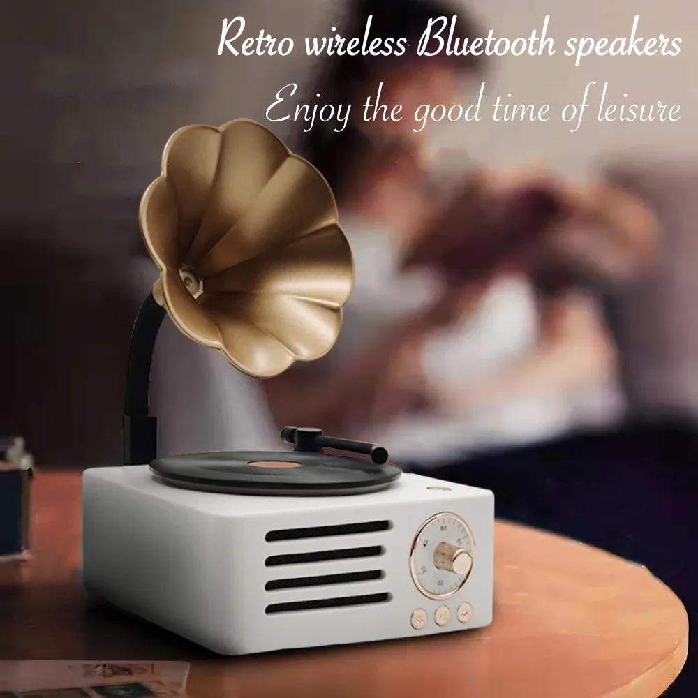 Retro-Plattenspieler drahtlose Bluetooth-Lautsprecher Vintage Sound Subwoofer tragbare Mini MP3-Spieluhr Geburtstags geschenk Home Dekoration