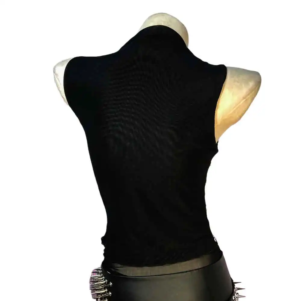 Women's Y2K Gothic Cross Crop Top Emo Grunge Punk Tank Egirl 90s Style Sexy Goth ALT T-Shirt for Party Club Safe Pins Clothing