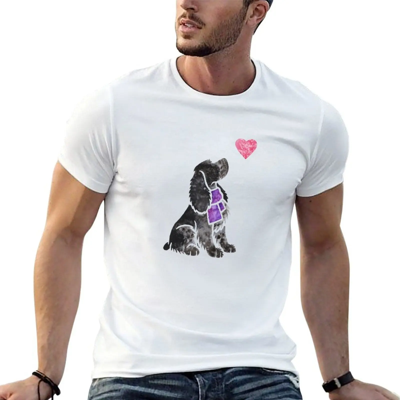 Watercolour English Cocker Spaniel (blue roan) T-Shirt anime shirt vintage clothes t shirts for men graphic