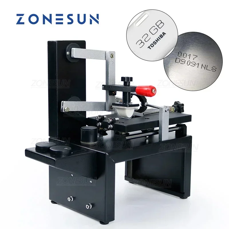 ZONESUN تاريخ الإنتاج اليدوي دفعة نمط شعار آلة طباعة الحبر يمكن صندوق طابعة الوسادة