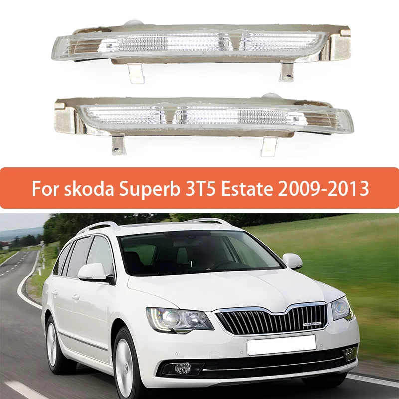 

Pair Rearview Mirror Turn Signal Light White For Skoda Superb 3T5 Estate 2009 2010 2011 2012 2013 Reverse Mirror Edge Light