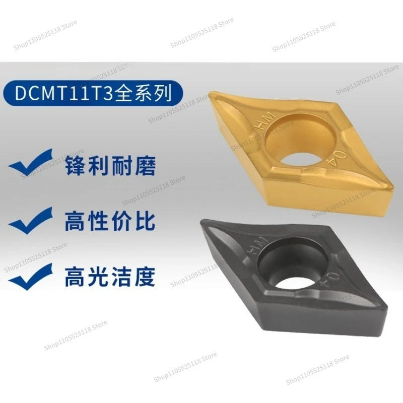 For Car Blade Rhombus Outer Circular Inner Hole Stainless Steel, Carbide Lathe Grain DCMT11T304 (One Box)