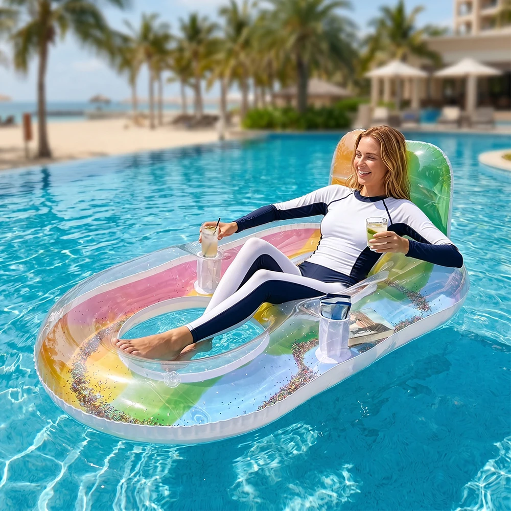 1 pc inflatable sequin lounge chair float, portable water fl