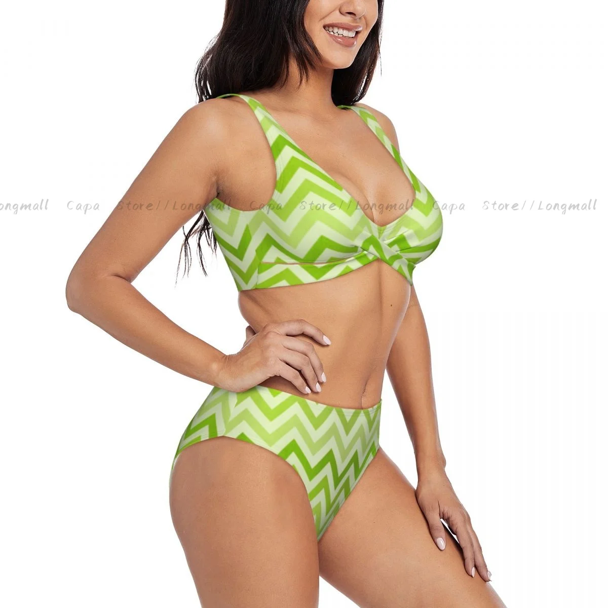 

Women Bikini Set Chevron Traditional Zig Zag With Symmetric Lines Tribal Modern Swimsuit Push Up Female Swimwear Bathing Suit