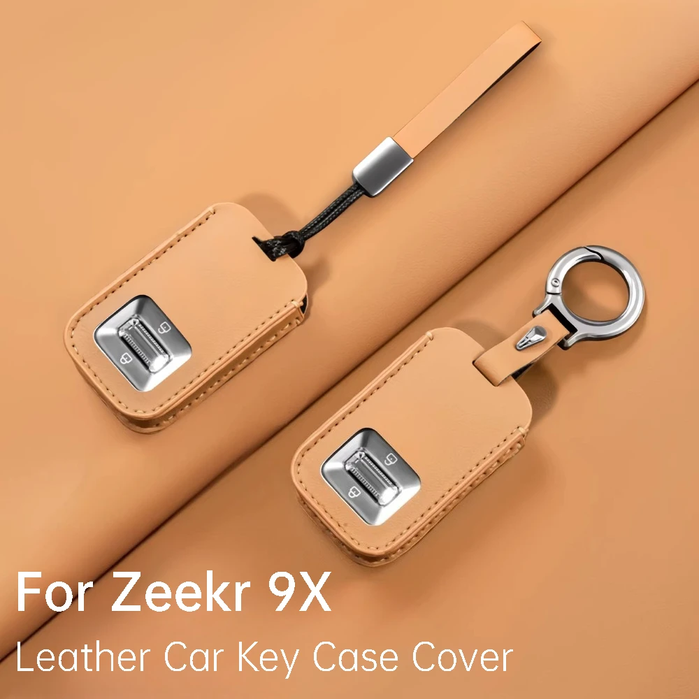 Premium Leather Car Key Case Cover For Zeekr 9X Key Fob Protective Shell Key Buckle Holder Interior Decoration Auto Accessories