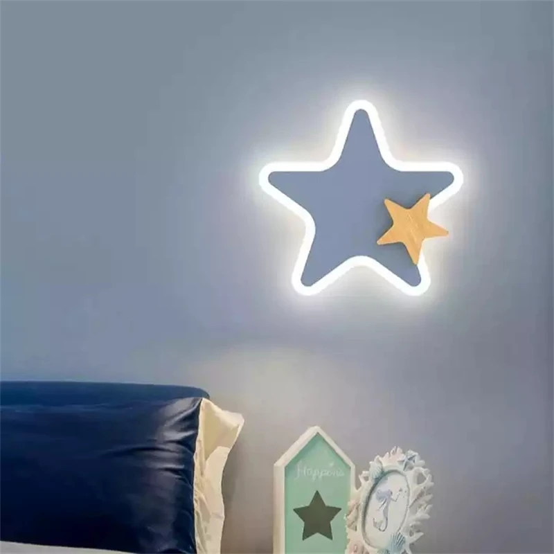 Children Room Decoration Wall Lamps Rocket Star Moon Shape Acrylic Lampshade Sconce Lights LED Kid Indoor Bedroom Sconce Lustres