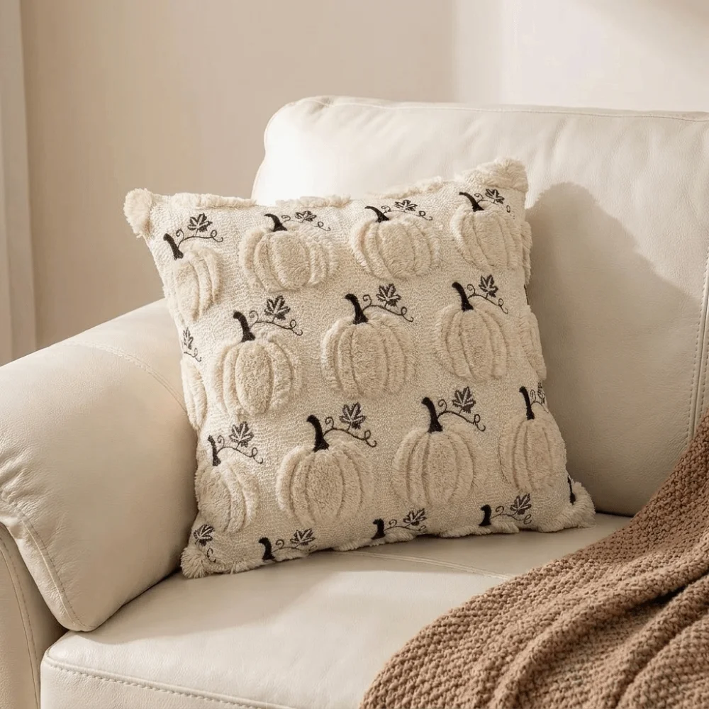 45 cm Halloween Pillow Covers Plush Soft Fall Throw Pillow Covers Decorative Fall Pumpkin Decorated Pillowcase Living Room