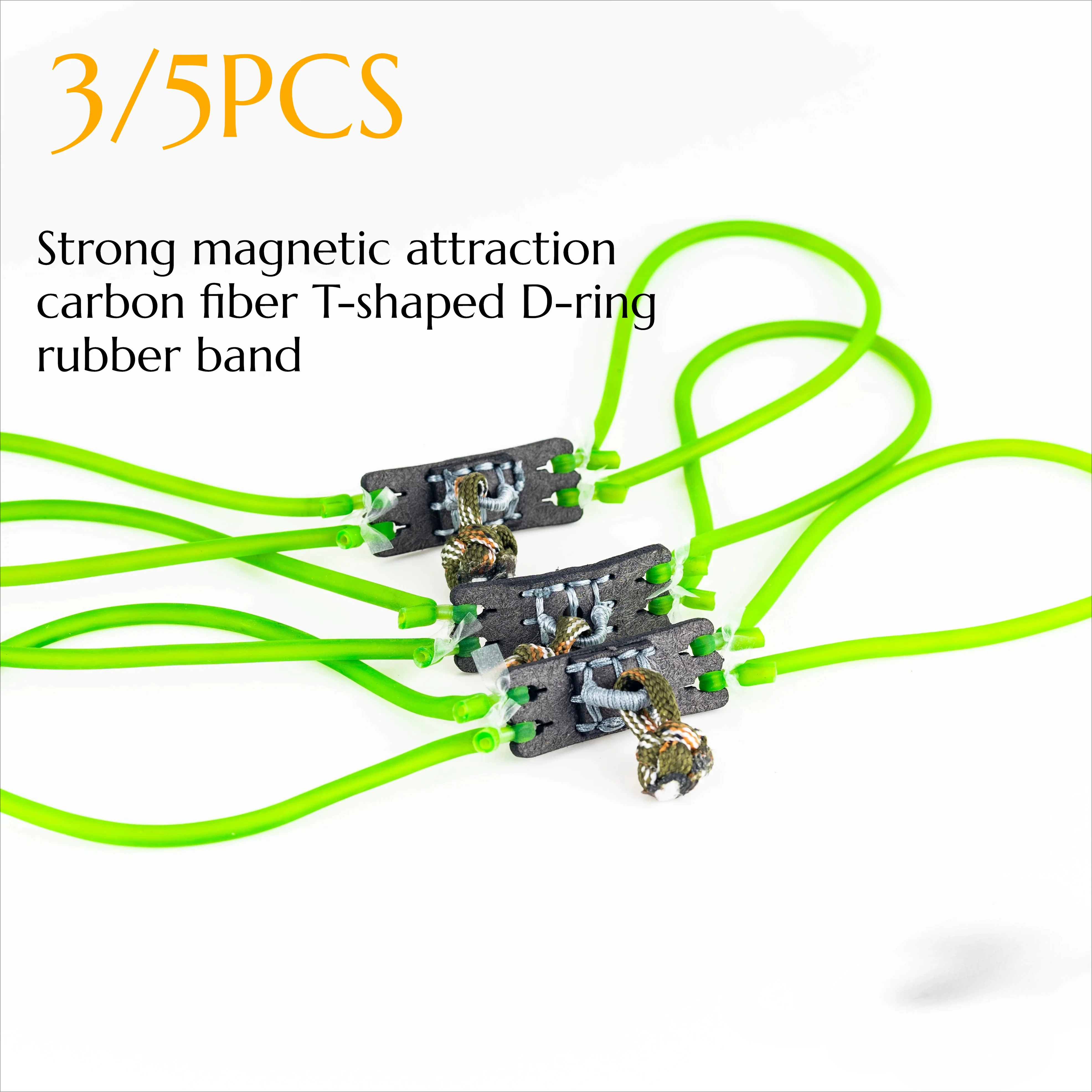 3/5PCS Strong Magnetic Suction Carbon Fiber T-shaped D-ring Four Strand Rubber Band Outdoor Slingshot Accessories