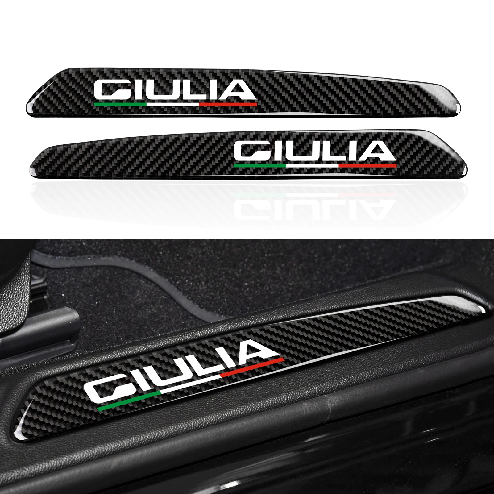 For Alfa Romeo Giulia 952 2016-2027, Threshold Strip Protection Panel, Carbon Fiber Interior Sticker, Car Door Trim Accessories.
