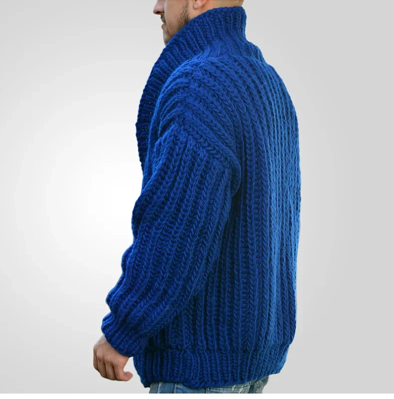 Men Cardigan Open Stitch Sweaters Coat Turn Down Collar Double Breasted Knitted Solid Casual Loose Knit Coats Autumn Winter