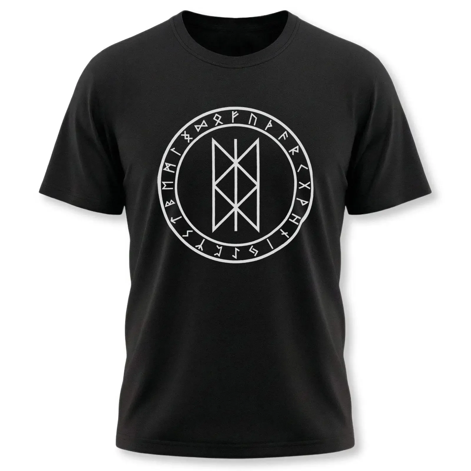 Norse Web of Wyrd Runic T Shirt Viking Rune Circle  vintage Washed Stretched Versatile fashion Slightly Top For Everyday Wear
