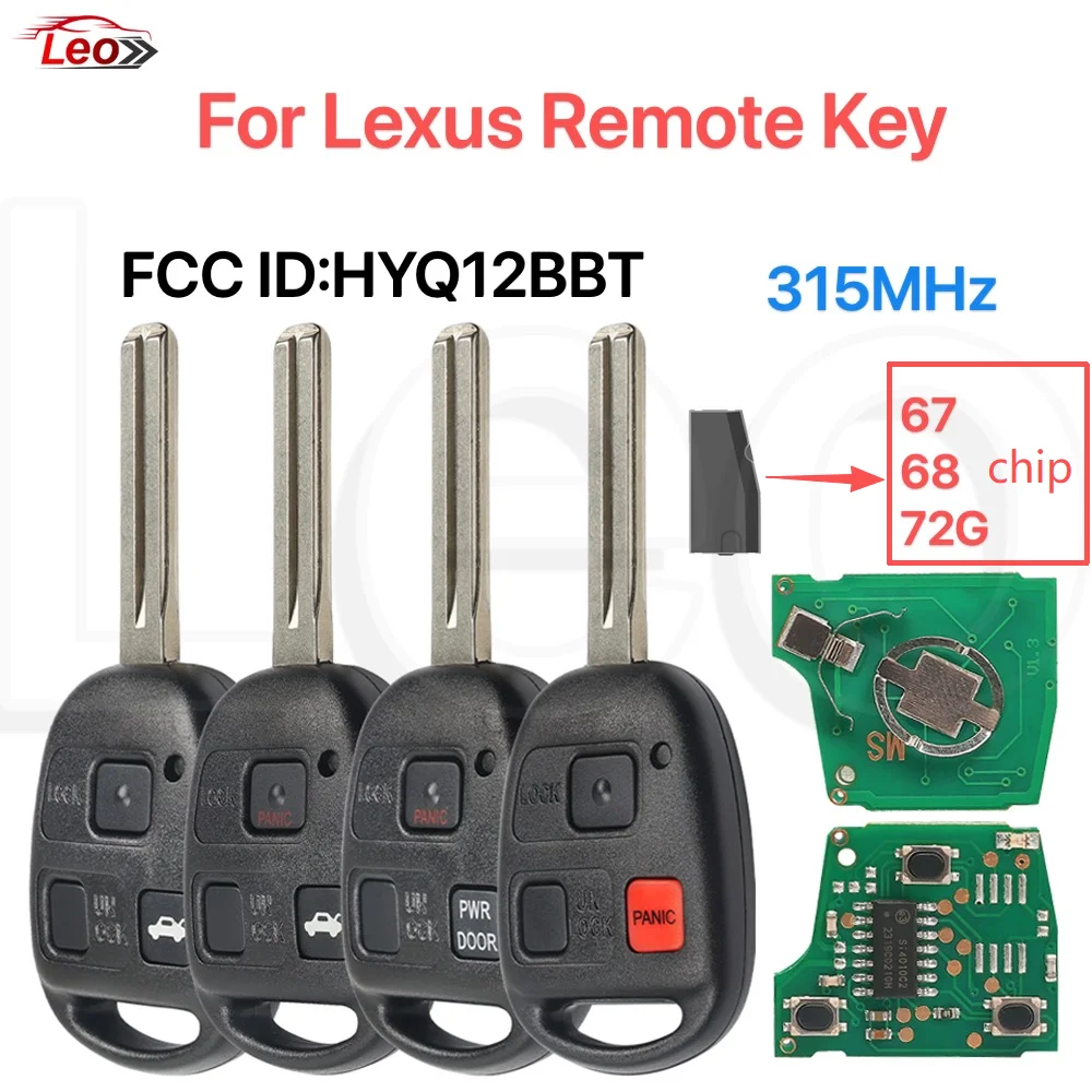 Leo FCC ID:HYQ12BBT For Lexus Series RX330 2004-2006 RX350 2007-2009 LS430 ES330 SC430 314MHz 67/68/72G-CHIP TOY40 blade can cut