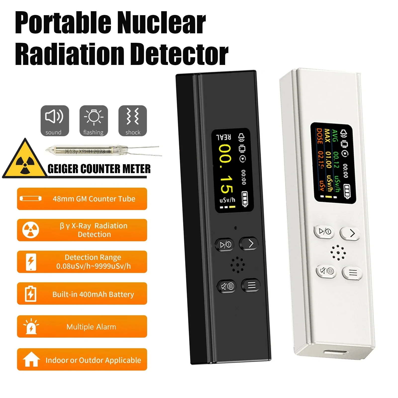 Portable Geiger Counter Nuclear Radiation Detector Personal Radiation Dosimeter X γ β-ray Rechargeable Meter Radiation Detector