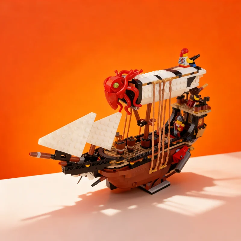1018pcs MOC Flying Octopus Legendary Air Caravel Alternate Build Pirates Model Building Blocks Architecture Christmas Gift Toy