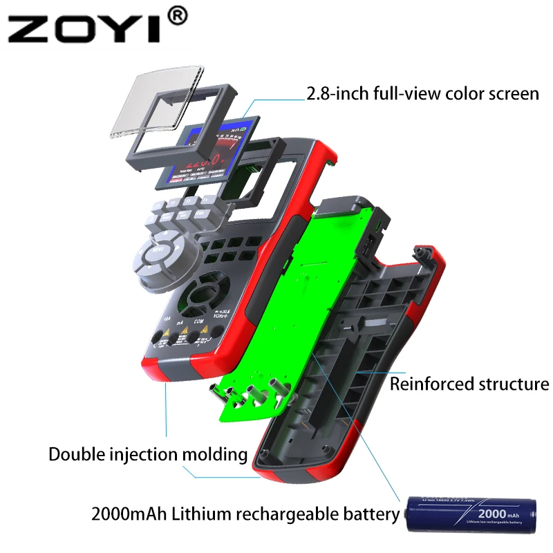 ZOYI 2-in-1 Handheld Digital Automotive Oscilloscope Multimeter, Single Channel, 10MHz Bandwidth