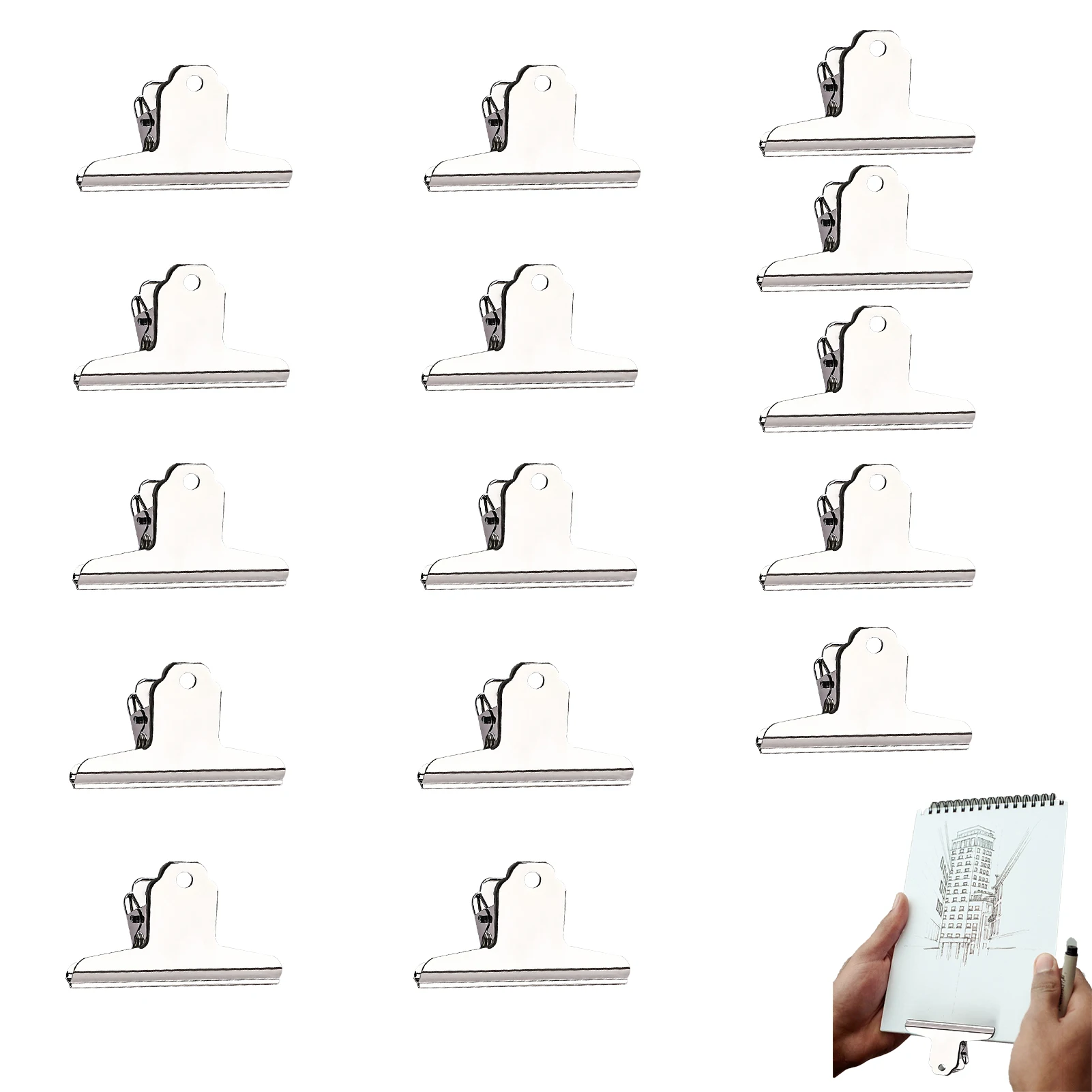 15pcs 120mm Solid Portable Stainless Steel Practical Durable Binder Clips Large Metal Multifunction Document Pictures Photos