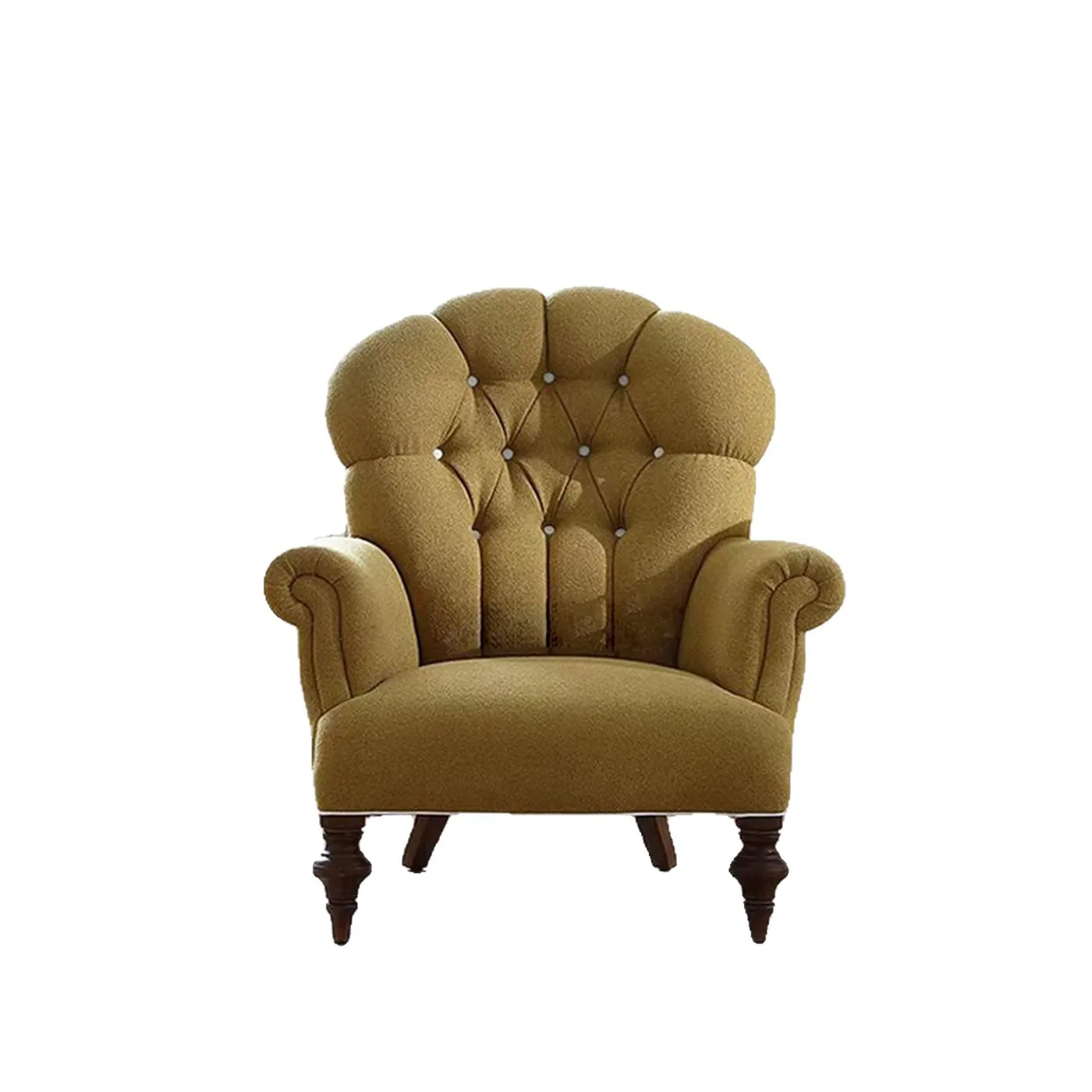 CX retro bedroom solid wood, villa living room high backrest fabric velvet single sofa chair