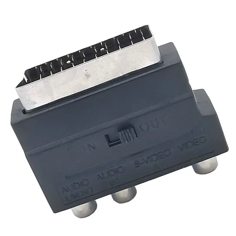 SCART Converter Plug Connector 21P Adapter SCART To AV 3RCA With Switch Converter Gold-Plated