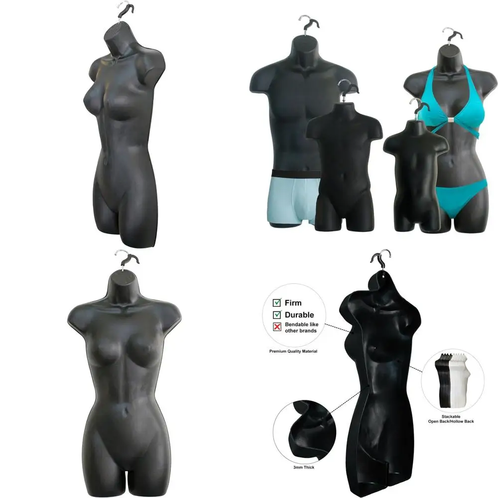 

Universal Hanging Mannequin Set for T-Shirt Display, Suitable for Male, Female, Child, and Toddler, Plastic Hollow Back Forms, I