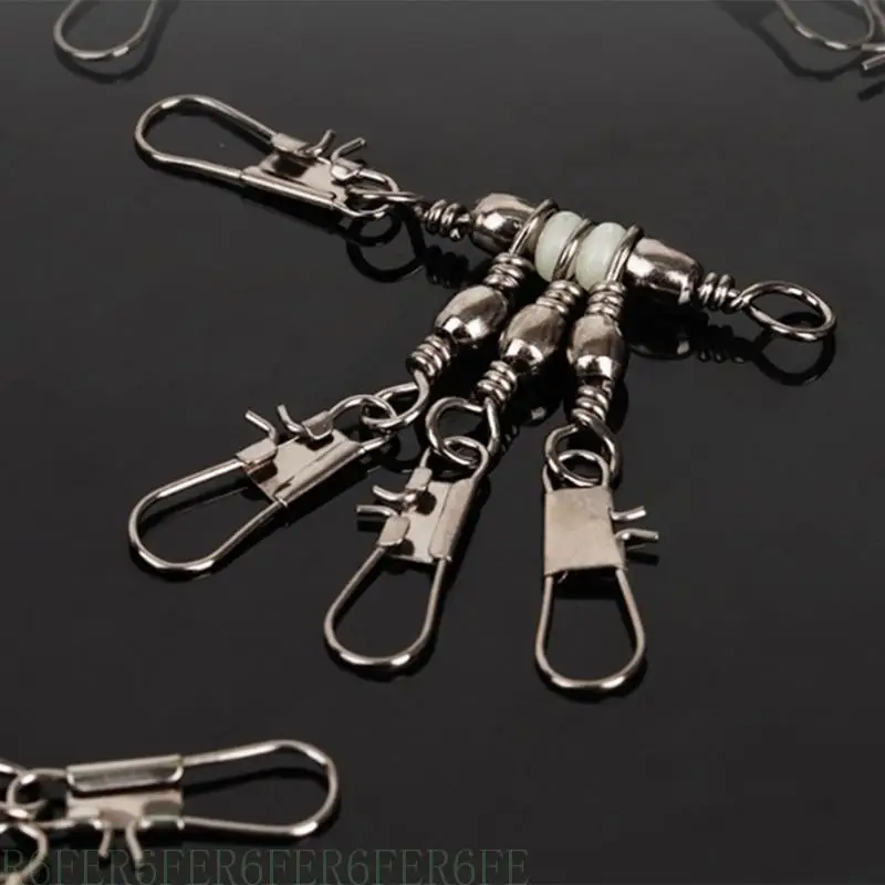 

R6FE 20Pcs Heavy Duty Fishing Lure Hook Connector 3 Way Rolling Swivels Sea Fishing Tackle Accessories Fishing Snap Connector