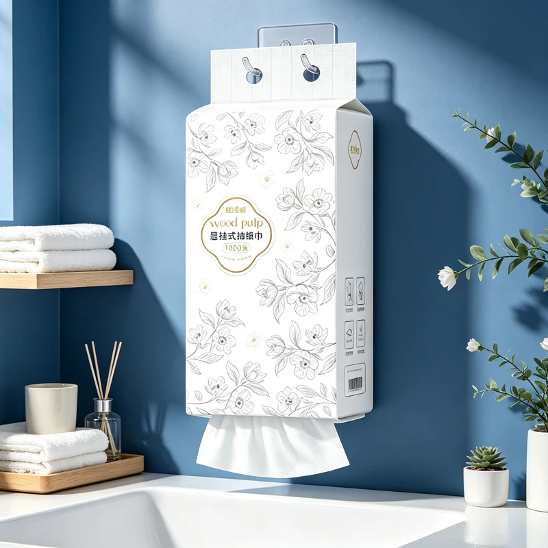 Hanging Drawable Tissue Household Large Pack 4-Ply Thick Toilet Paper Napkins Wall Mount Facial Tissue For Bathroom Kitchen Home