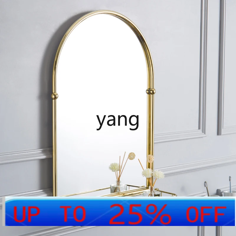 

Lmm retro bathroom mirror brass chrome gold Nordic wall mounted makeup mirror