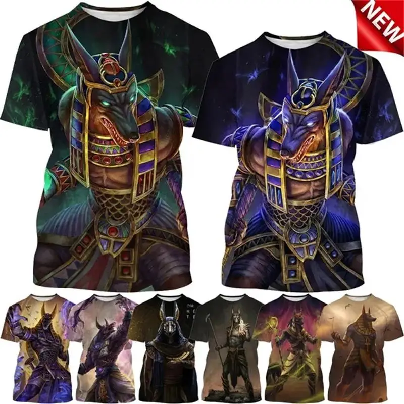 

Grim Reaper Anubis 3D Printed T Shirt Ancient Egyptian God Eye of Egypt Pharaoh Fashion Harajuku Round Neck Short sleeve T-shirt