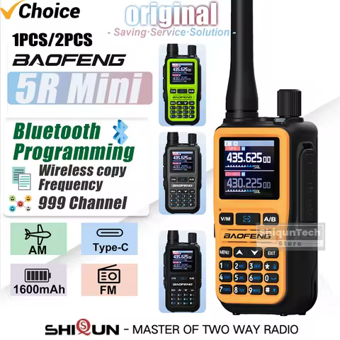 Baofeng UV 5R Mini Walkie Talkie Dual Watch Dual PTT Bluetooth Programming Type-C Jack Four Colors Camping Ham Radio Upgrade 5R