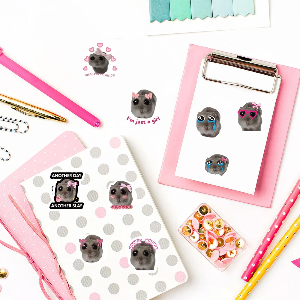 500PCS sad hamster Sticker Coffee Art Picture Waterproof Skateboard Landscaping Suitcase Bicycle Retro Wall Room Coffee Bar Deco