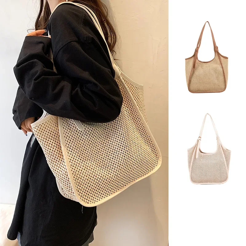 Bolso de hombro bohemio con diseño hueco para mujer, bolso de mano de gran capacidad con hebilla magnética para axila, 2023