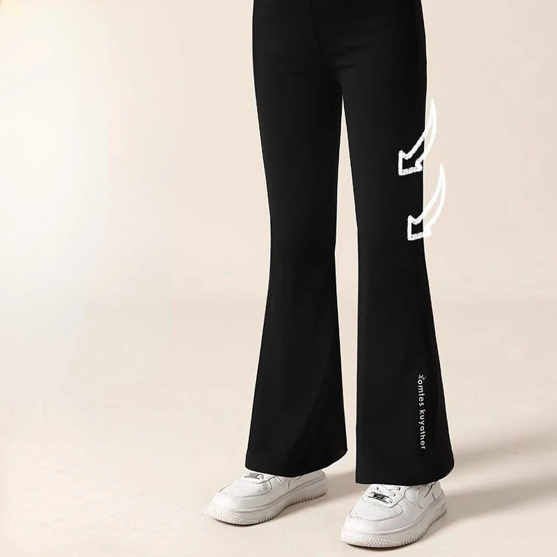 Kids Girls Skinny Leggings 2024 New Children Casual Elastic Yoga Pants Teenage Girls Shark Flare Legging Pants Korean Style