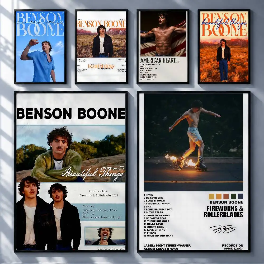 Trending Singer Benson Boone Posters Premium Self-Adhesive No Residue Wall Sticker for Home Office Bar Decor