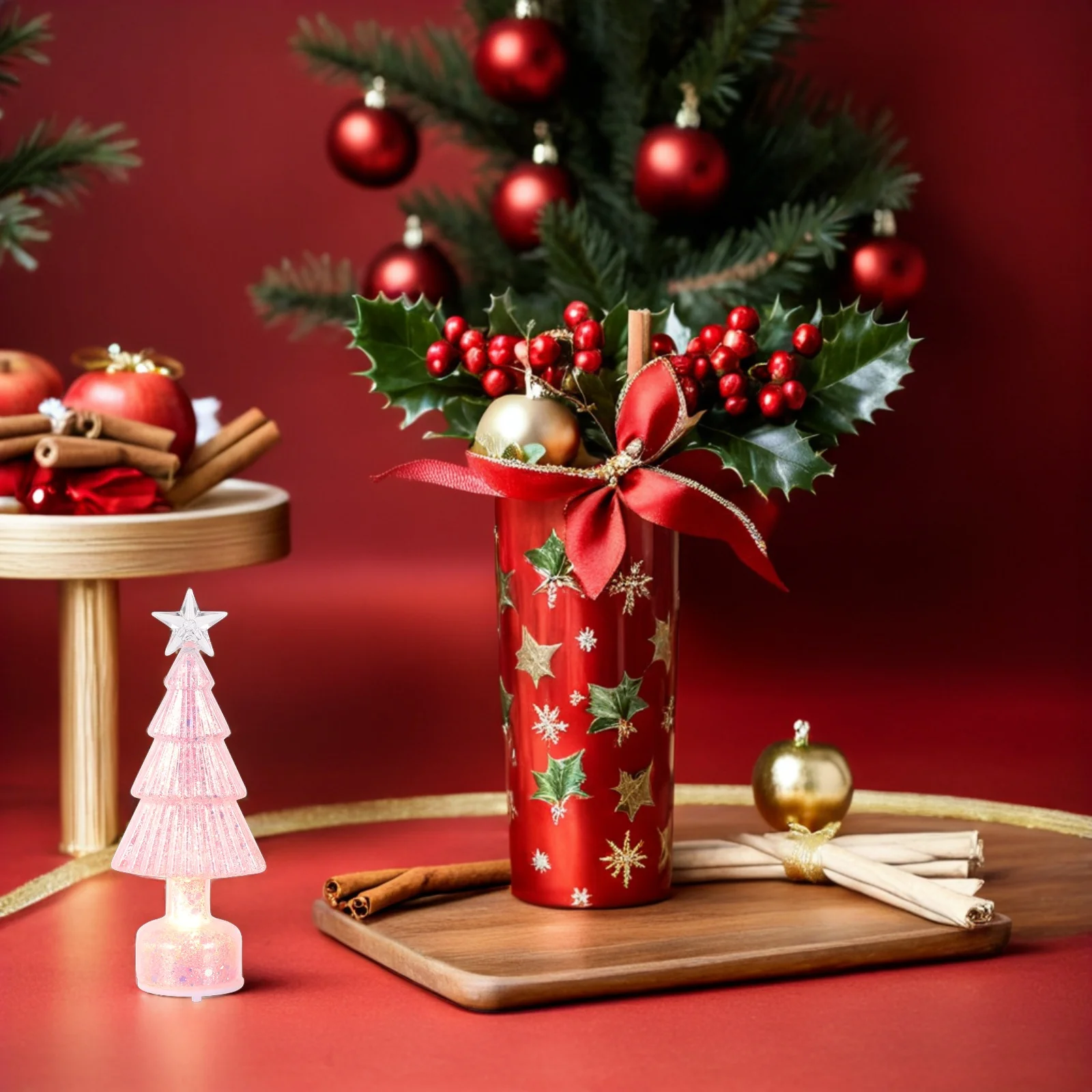 

4Pcs Mini Candy Colored Christmas Tree Lamps Tabletop Night Light Decorative Xmas Party Light Up Centerpiece LED Christmas Tree