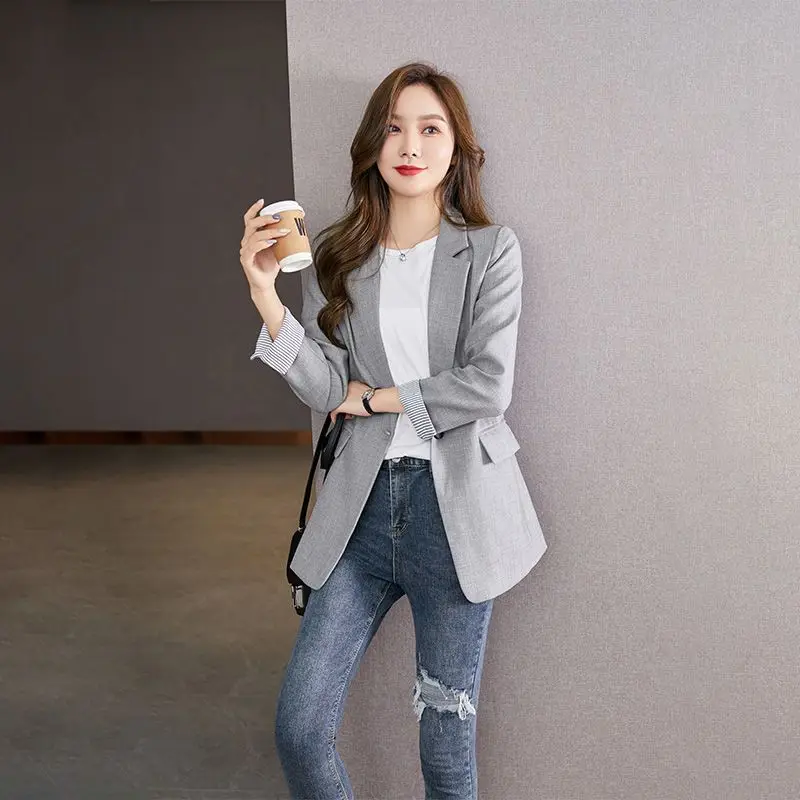 

Korean Version of Casual Fashion Suit Jacket Female 2022 New Business Commuter Suit Top Female Office Suit Coat Overalls Saco