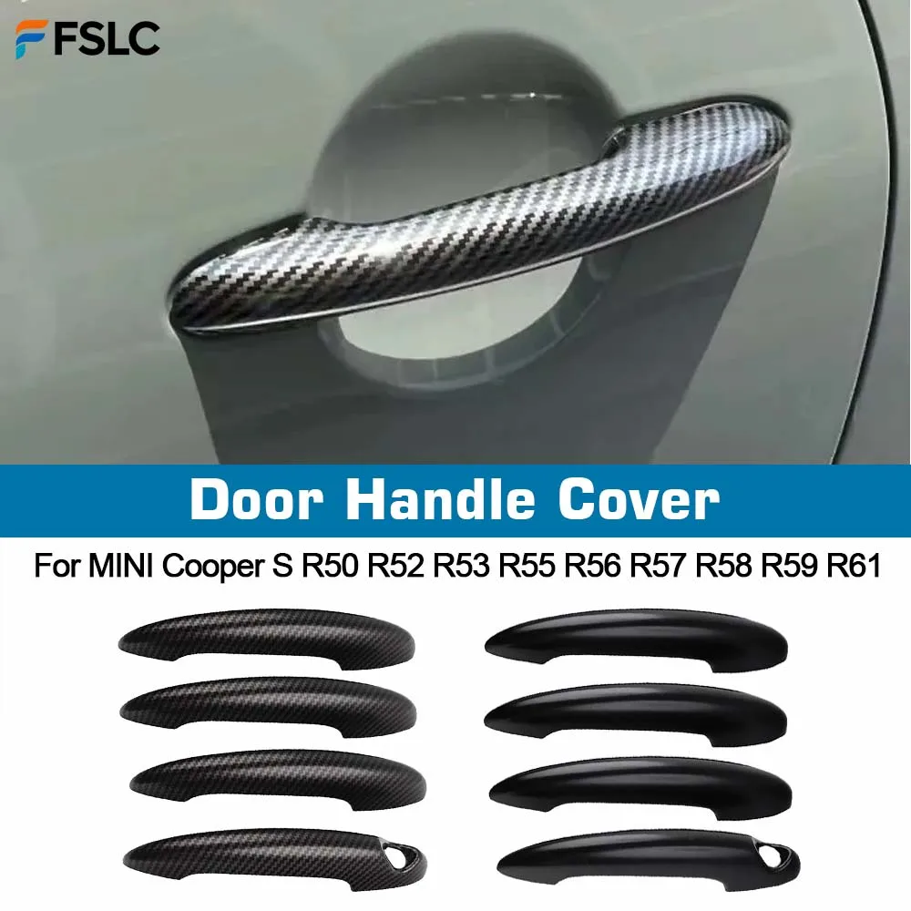Door Handle Cover For MINI Cooper R50 R52 R53 R55 R56 R58 R59 R61 Funduoo Carbon fiber Car Exterior Stickers Auto Accessories
