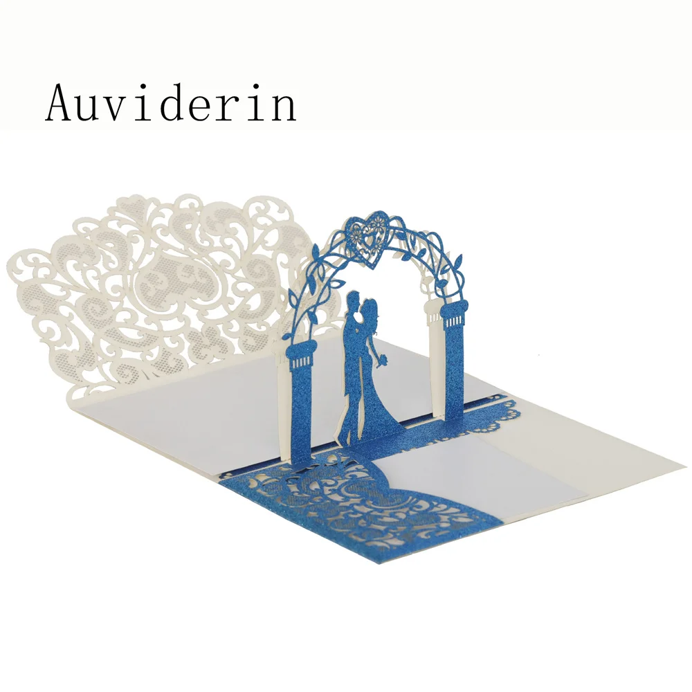 50/60/70 قطعة ثلاثية الأبعاد بطاقة دعوة الذهب بريق ورقة زفاف العروس والعريس الليزر القلب حفلة خطوبة دعوات ثلاثية أضعاف