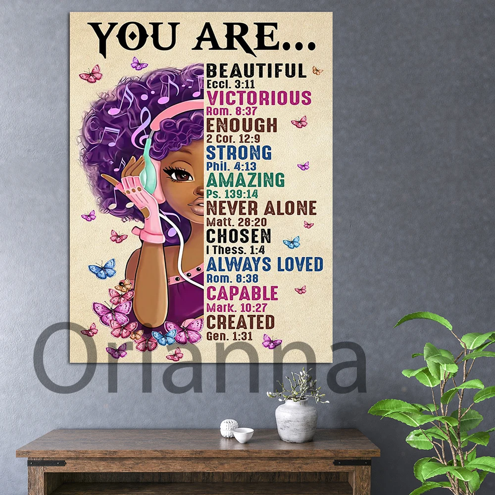 

You Are Quote Vintage Poster Black Women Inspirational Print Wall Art Canvas Painting Home Living Room Decor Girl Gift Cuadros