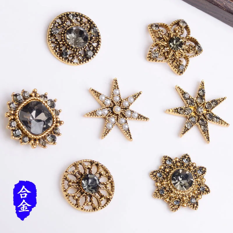 

New DIY alloy accessories hollow flower plate diamond buckle imitation pearl rhinestone jewelry shoes and clothing silk scarf