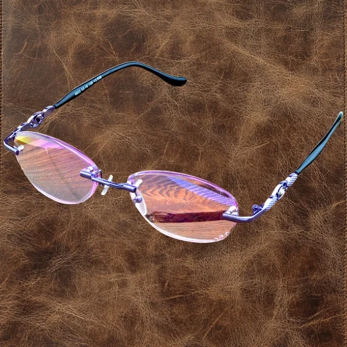 

Purple Tinted Rimless Light Spectacles Multi-coated Red Lenses Women Reading Glasses +0.75 To +4