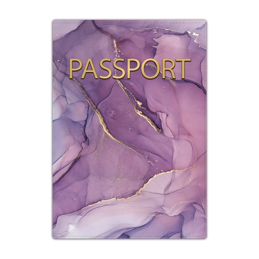 Business Air Tickets Passport Covers Credit ID Bank Cards Holder Leather Wallet Case Pouch Watercolor Pattern Travel Accessories