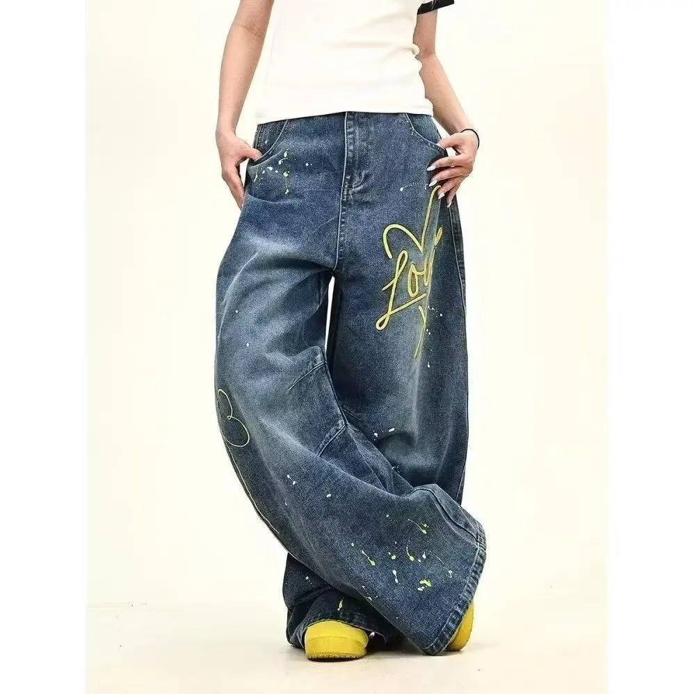 

Мужские джинсы Hong Kong Sle с принтом, модные, из смесового хлопка и полиэстера, со средней посадкой, на молнии, прямые штанины