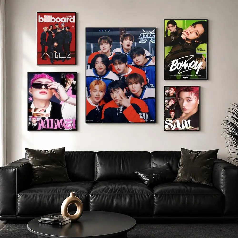 A-ATEEZ KPOP Whitepaper Poster Perfect Sticker Self Adhesive for Office Home Theater Wall Art Decor Fancy Gift
