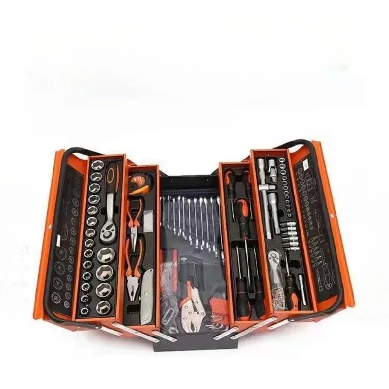 85-Piece Auto Repair Set Large Three-Layer Toolbox Thickened Full Set of Toolbox Multi-Layer Folding Toolbox Car Repair Tools