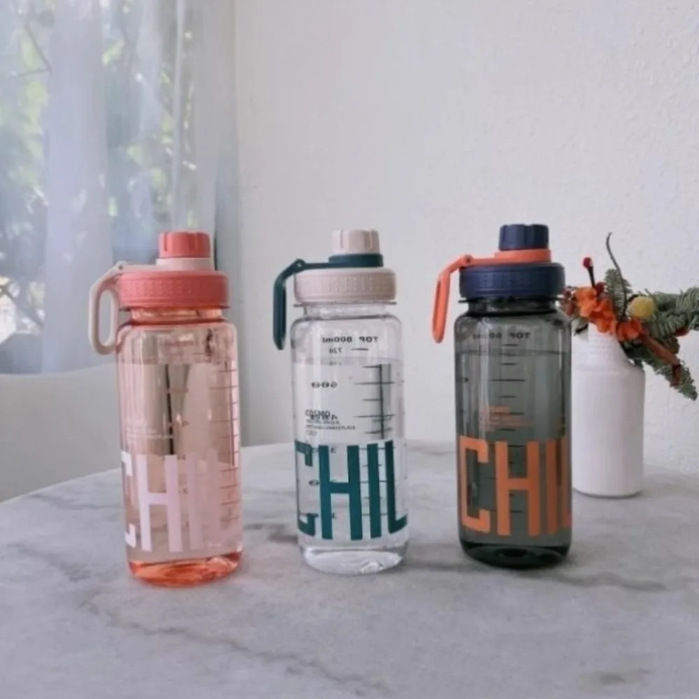 0,6 l/0,8 l/1 l Wasserflaschen mit großem Fassungsvermögen, Kunststoff, leicht, durchsichtig, auslaufsicher, mit Griffband, Reise-Wasserkocher