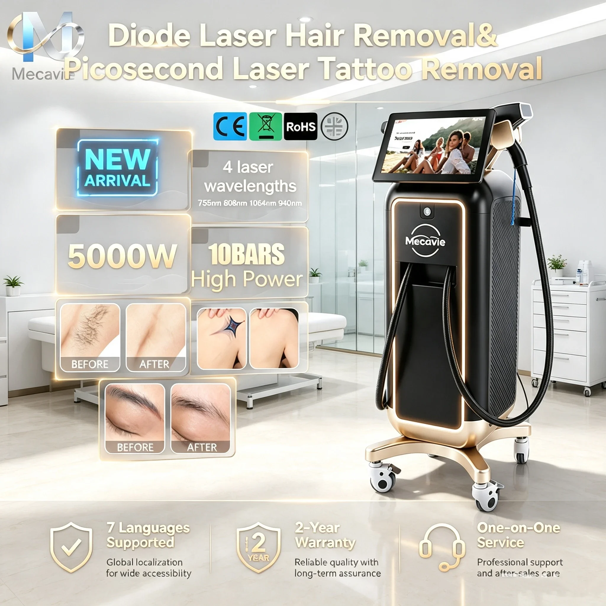 2026 Hot 5000W 2IN1 Diode Laser Hair Removal Picosecond Tattoo Machine Ice Painless Depilation Salon Beauty Equipment CE FDA