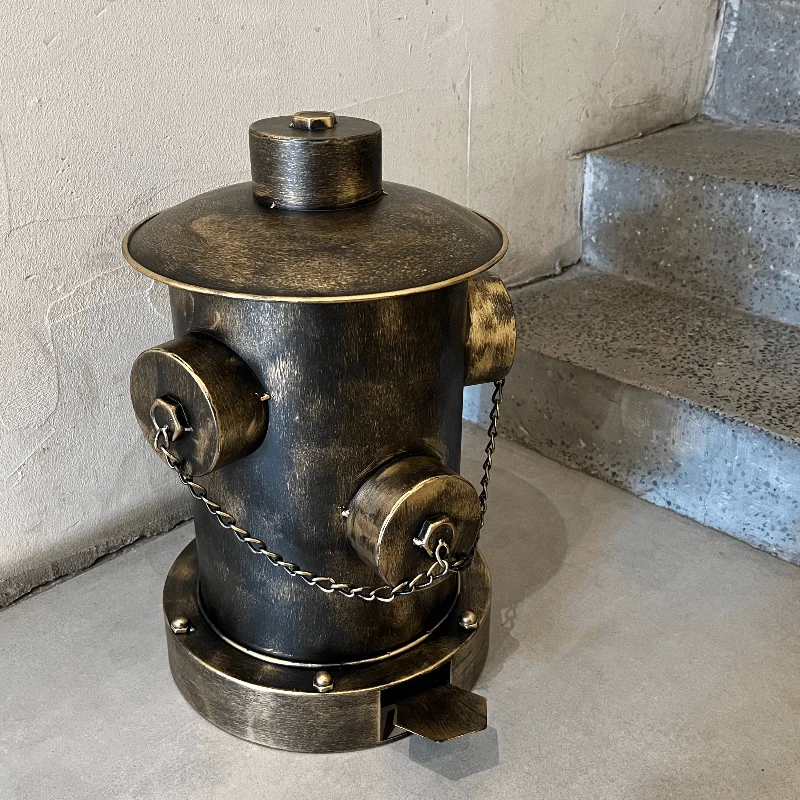 

Fire Hydrant Trash Can Retro Creative Garbage Can with Inner Bucket Large Capacity Wrought Iron Pedal Indoor Outdoor Waste Bins
