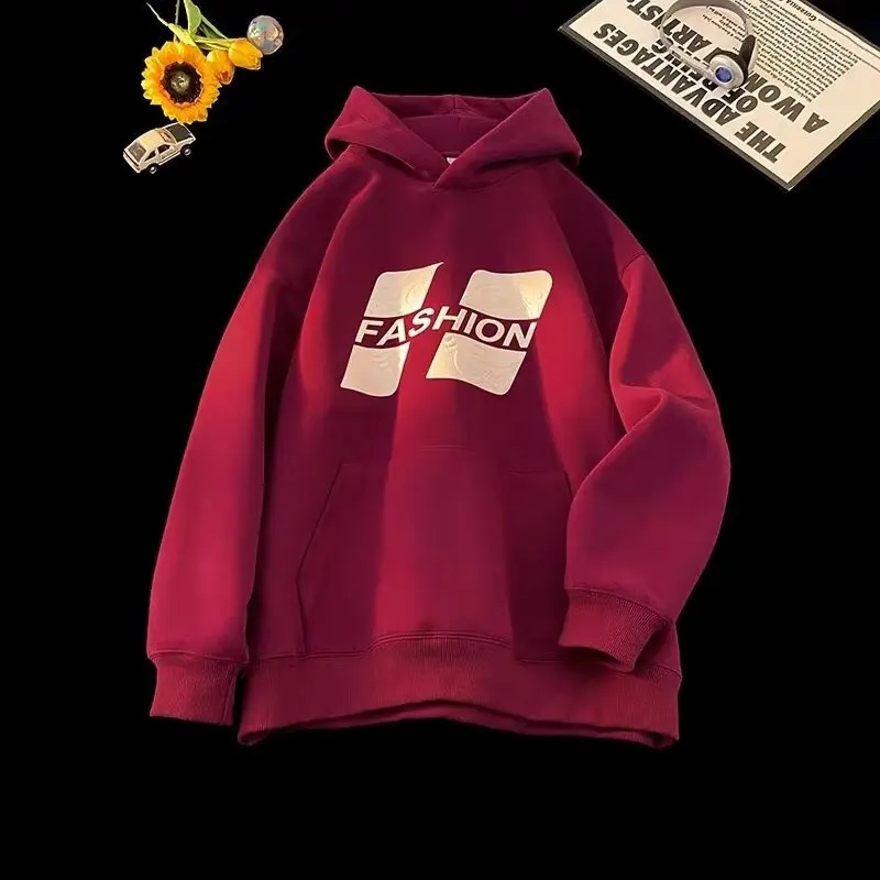 

Hip Hop Streetwear Warm Hoodies Printed Man's Hooded Autumn Fashion Letter Hoodie for Men Sweatshirts Y2K Vintage Pullover Hoody