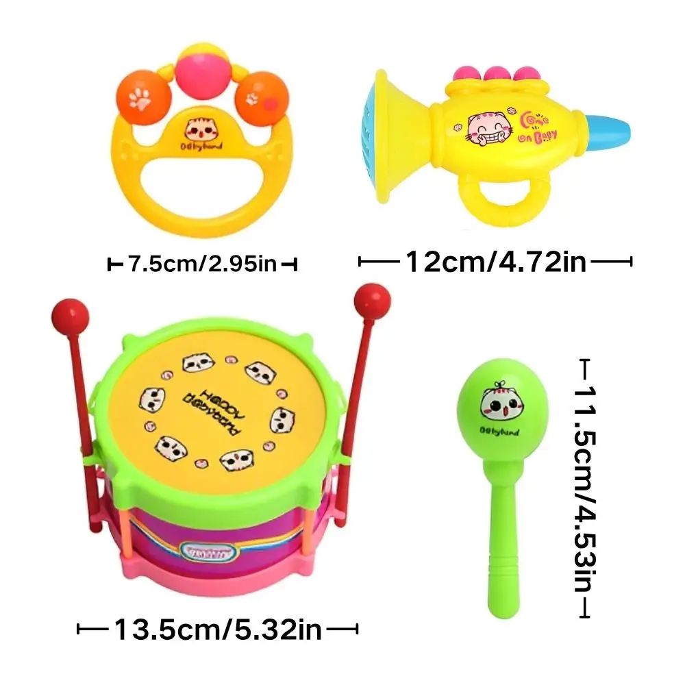 5pcs Random Color Rhythm Toy Kit, Hand Drum Maracas Rattle Trumpet for Infant Music Enlightenment YMY